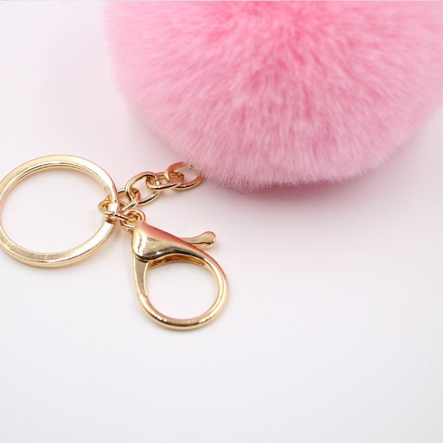 Véritable fourrure de lapin porte-clés 8 cm imitation boule de fourrure douce belle or métal porte-clés en peluche voiture porte-clés sac boucles d'oreilles accessoires