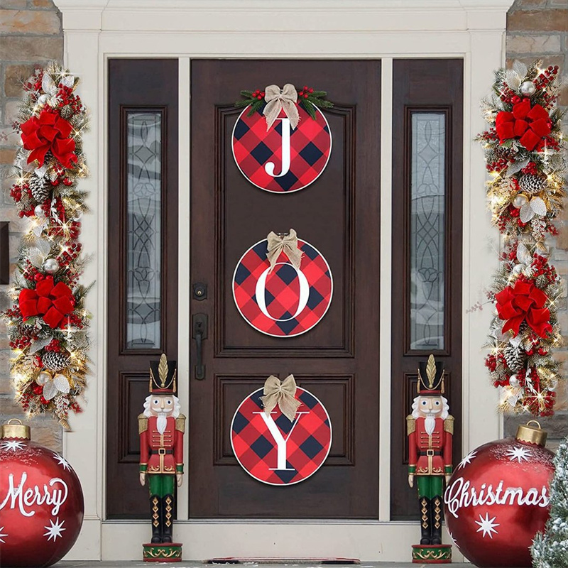 Chirstmas Decorations Cross Border New Christmas Door Hanging Scene Arrangement Wreath Home Decoration Factory Direct Sales Home Festive Party Supplies