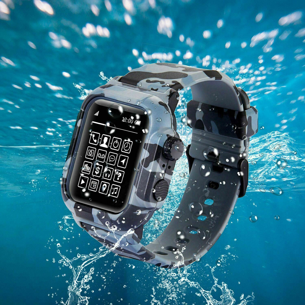 Apple Watch Band 8 Iwatch Bantları için Su Geçirmez Kılıf 45mm 44mm 44mm 42mm Silikon Kayış Pulseira Bilezik Akıllı Saat Aksesuarları Döngü