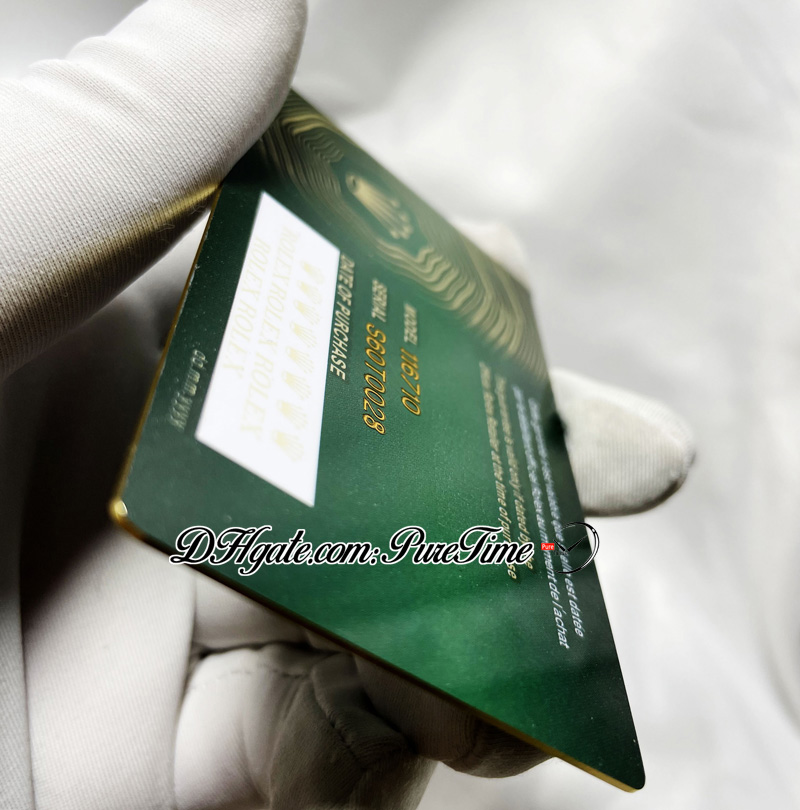 2022 Green No Boxes Custom Made Rollie NFC بطاقة ضمان مع التاج المضاد للانهيار وفلورسنت تسمية هدية نفس العلامة التسلسلية Super 2436