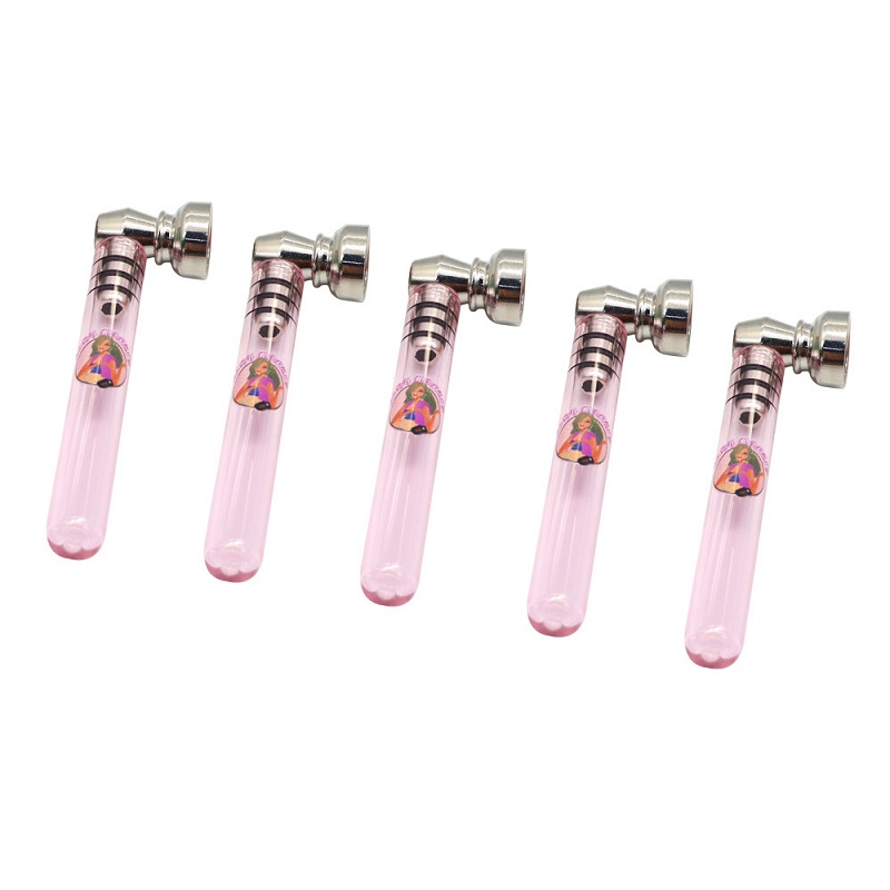 Smoking Accessories LADY HORNET Glass Cigarette Pipe 94 MM Long Pink Smoking One Hitter Pipes Paper Display Filter Tips Mouthpiece Wholesale