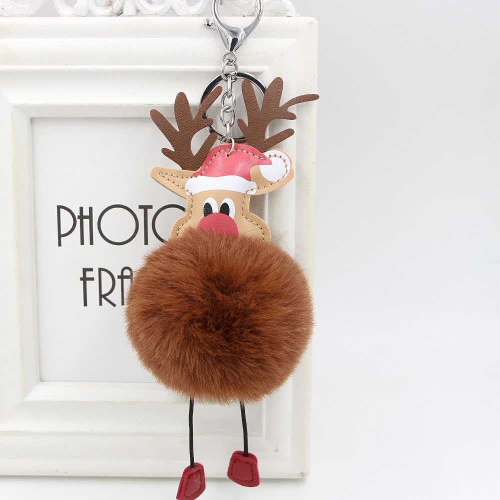 Pluxh Santa Claus Hair Ball Keychain Pendant Christmas Elk Hair's Ball Ball Ball Reindeer Gift Car Keyring Acessórios