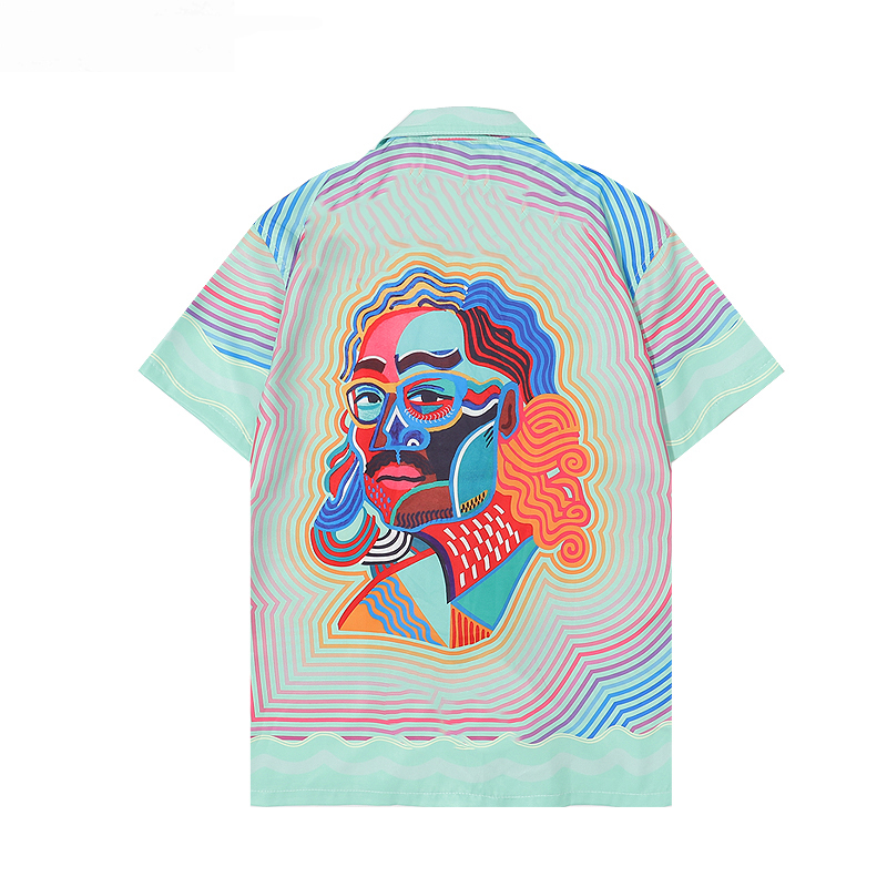 Kazabaş-s 22SS Tasarımcı Gömlekler Masao San Baskı Erkekler Günlük Gömlek Kadın Gevşek İpek Gömlek Kısa Kollu Lüks T-Shirt Yüksek Kişilik Tees Boyutu M-3XL #828