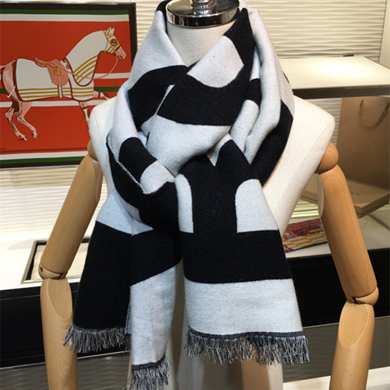 Designer Wool Scarf Mens Luxury Scarfs Womens Winter Autumn Fashion Scarves Size 188x33cm