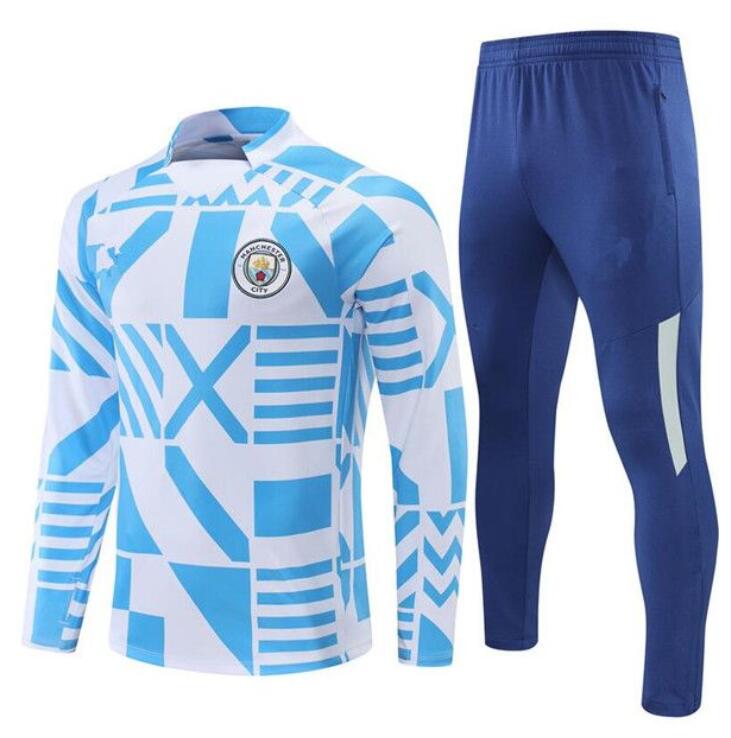 2022 2023 träningsoverall Half pull man City Training Suit BARN 21/22/23 Långärmad Sportswear Fotboll Survatment Foot Chandal kostym.