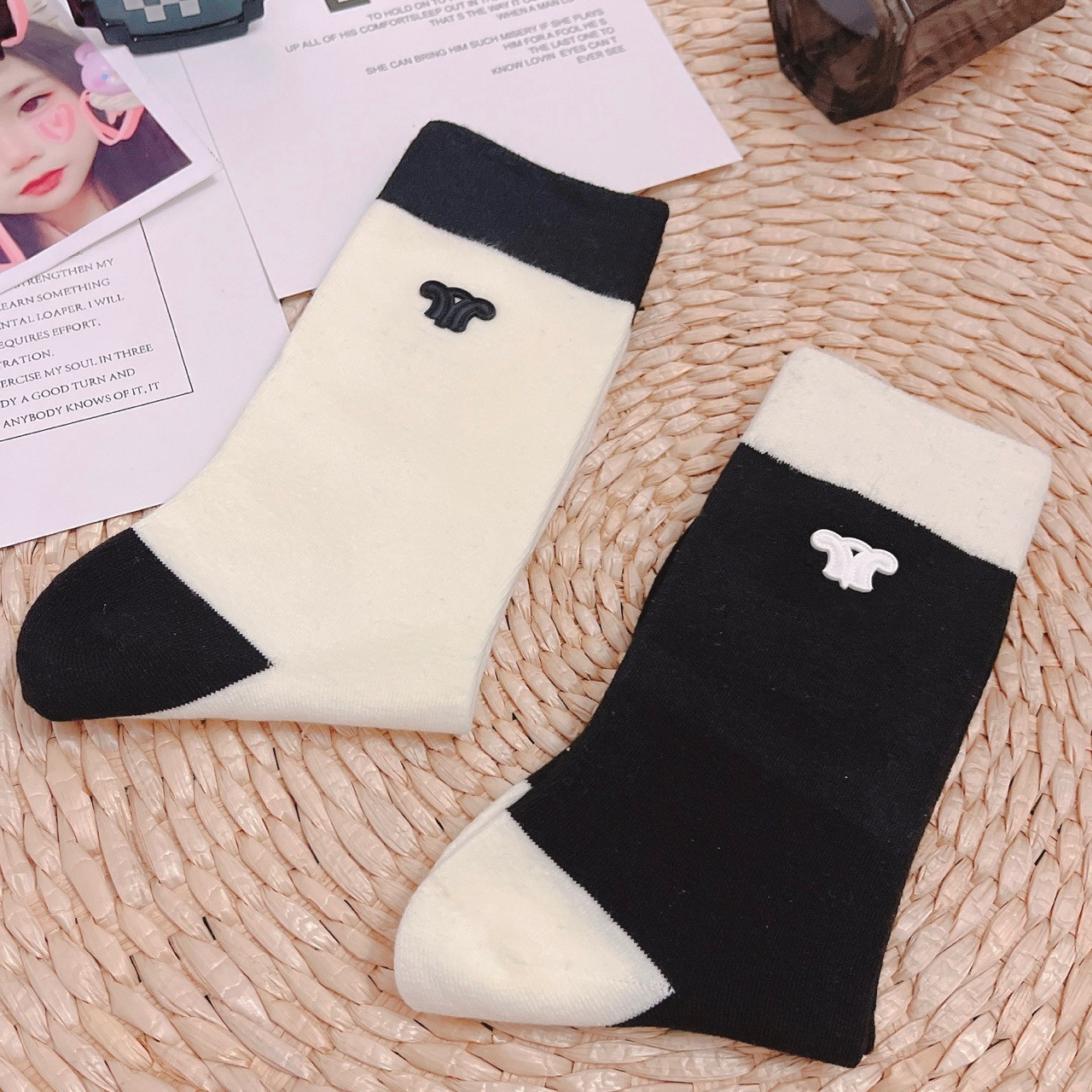 Chaussettes décontractées en coton mi-tendre longue