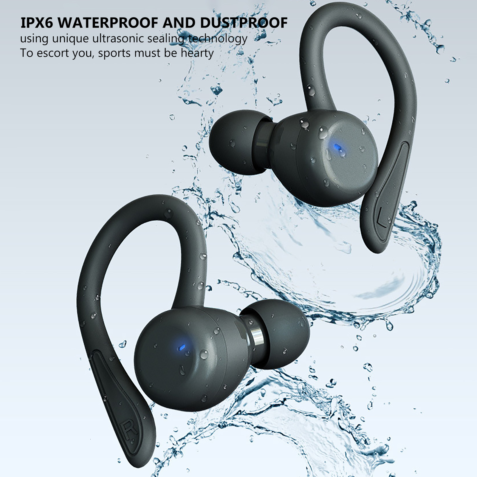 Phone Earphones Cell in Ear Wireless Earbuds Over Ear Buds with Earhooks Earbud Sports Headset IPX6 Waterproof Smart Touch Control Noise 221114 buds hooks bud