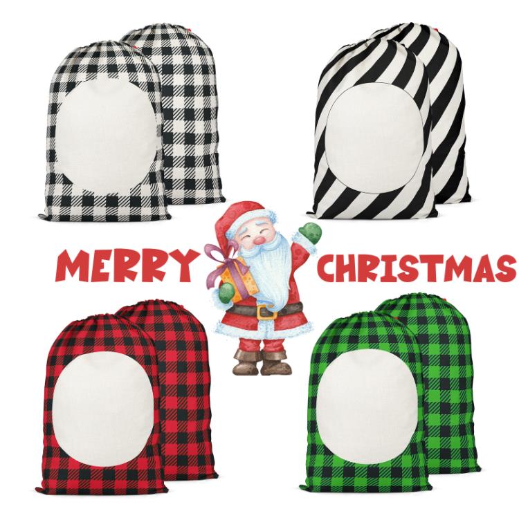 Sublimation Sac de Noël Toile avec Cordon de Serrage Personnalisé Père Noël Sacs Sac Sac-pour Noël Paquet Stockage Noël-Décorations SN4247