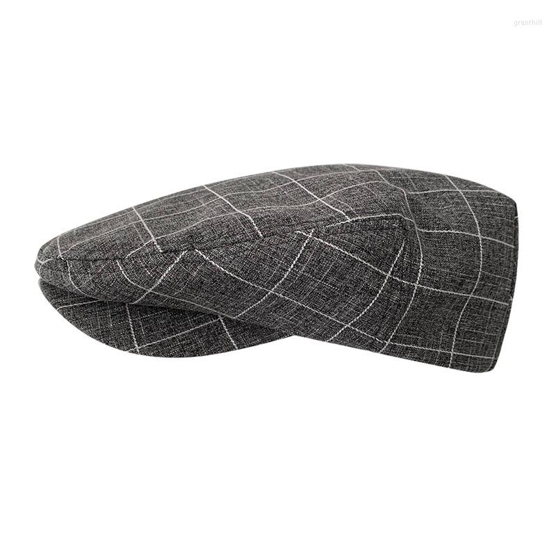 Bérets 2022 hommes Sboy chapeau Vintage printemps automne décontracté casquette plate Plaid coton mâle pilote femmes Gatsby Gorras BJM67316d