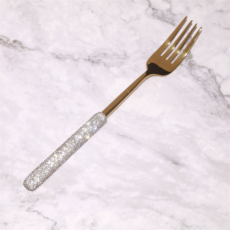 Rostfritt stål servis uppsättningar Diamond Gold Silver Luxury Knife Fork Spoon Steak Western bordsartiklar