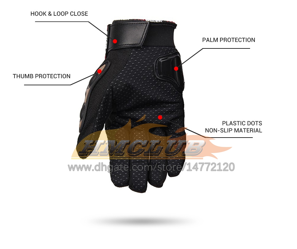 ST189 Guanti da moto Uomo Indossabile Moto Motocross Moto Breath Mesh Touch Screen Racing Moto Biker Guanti protettivi