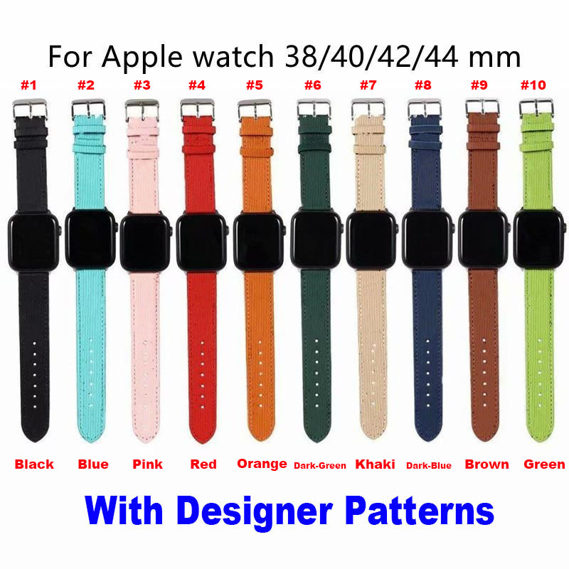 Para as tiras do relógio Apple Substituição Mulheres Mens Watchbands Fashion L Designer Leather Straplet Stripes Watch Band Iwatch Band 41mm 45 42 38 40 44mm Iwatch 2 3 4 5 6 7