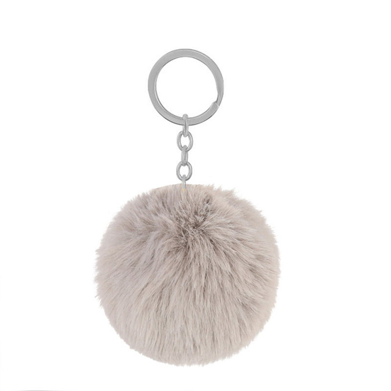 Mode peluche boule porte-clés pendentif Imitation fourrure de lapin rond doux bagages décoration porte-clés cadeau créatif porte-clés