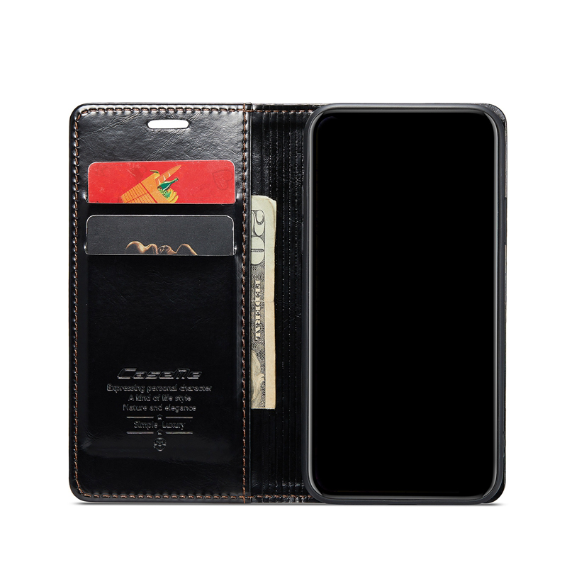 Casos de carteira de couro com fechamento de caseme para iphone 15 14 Pro Max Plus 13 12 11 X XS XR 8 7 6 Crazy Horse Business Holder Flip Cover Magnético Credit ID Card Slot Bolsa