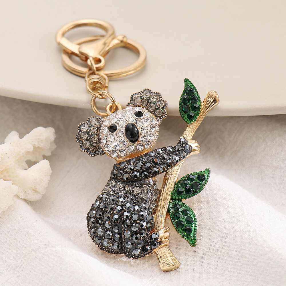 Ensemble de diamants colorés mignon dessin animé Koala porte-clés sac en alliage créatif voiture porte-clés bijoux pendentif accessoires cadeau