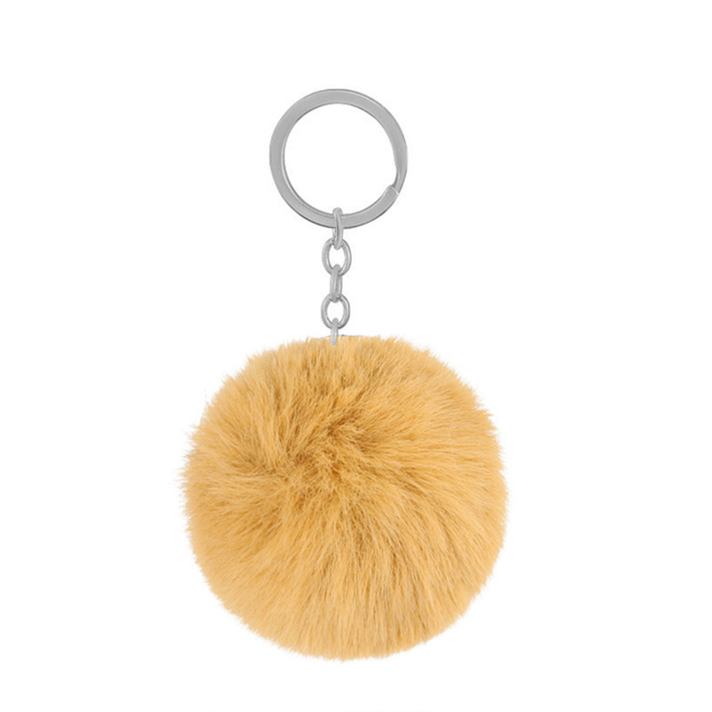 Mode peluche boule porte-clés pendentif Imitation fourrure de lapin rond doux bagages décoration porte-clés cadeau créatif porte-clés