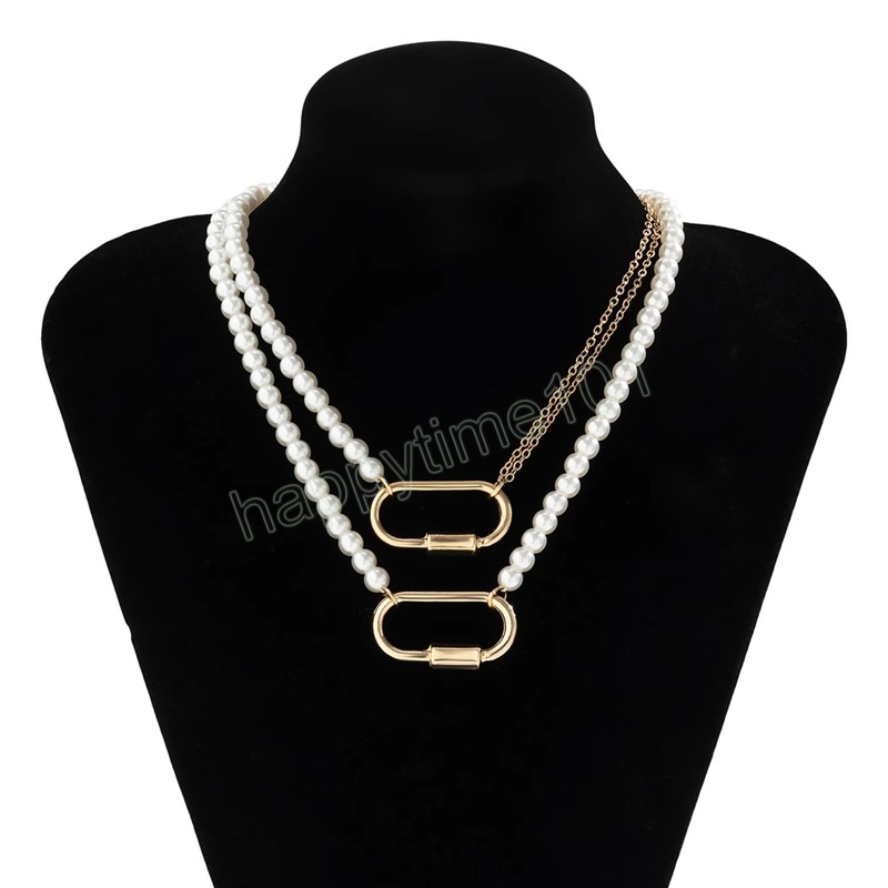 Imitação pérola o forma de colar de pendente de metal para mulheres casar noiva vintage jóias de pescoço de corrente artesanal