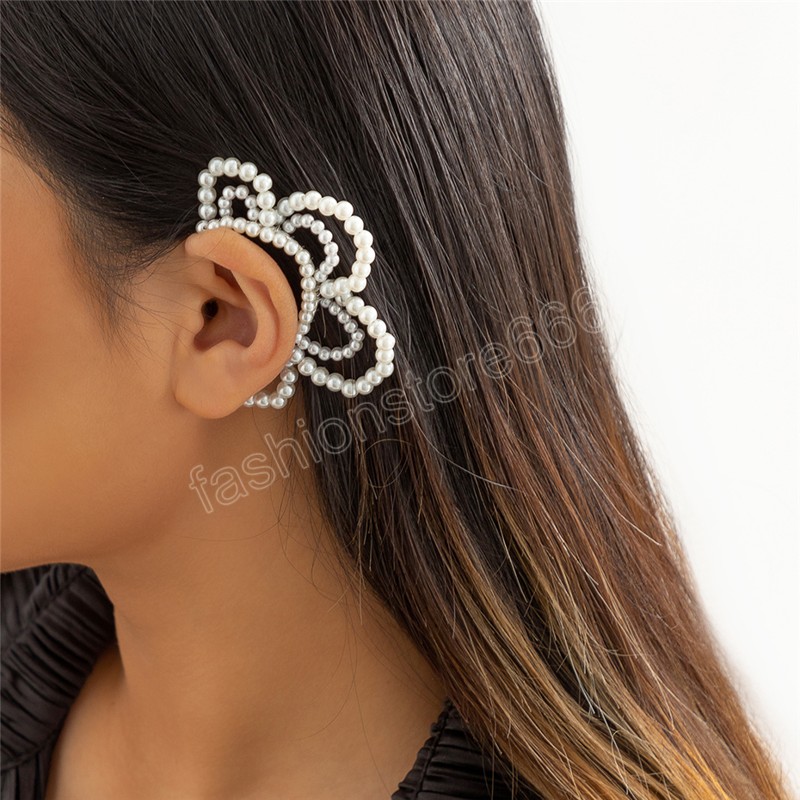 Boho Imitation Perle Kein Piercing Clip Ohrringe für Frauen Mi Braut C Form Manschette Ohrringe Linkes Ohr Schmuck Bijoux