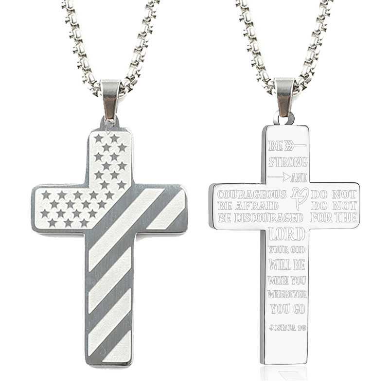 American Flag Cross Pendant Necklace heren roestvrijstalen ketting mode -accessoires