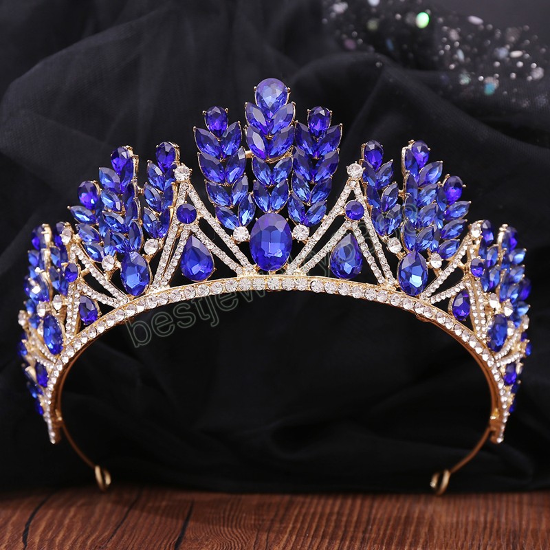 Kristall Blatt Strass Braut Tiaras Kronen Für Frauen Barock Vintage Hochzeit Haar Zubehör Kopf Schmuck