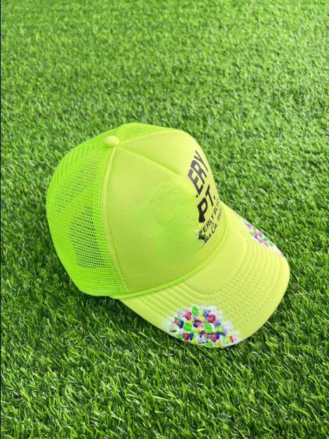 Fluorescent Green Ball Caps Casual Lettering Curved Brim Baseball Cap Fashion Letters Graffiti Hat