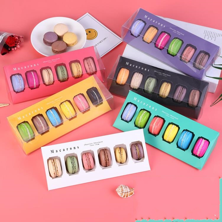 La caja de macarr￳n colorida contiene 12 cavidades 20x11x5cm envases de comida Regalos Cajas de fiesta de papel para panader￭a Snack Snack Candy Biscuit Muffin SN212