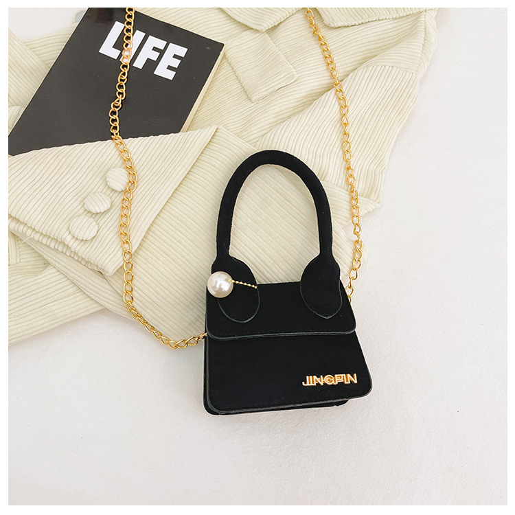 Ins Girls Metal Letter Handbagファッションキッズパールスクエアクロスバディバッグデザイナー子供1つのショルダーバッグA9334