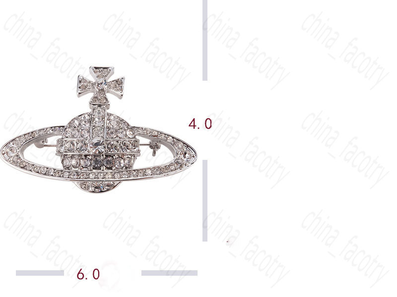 Brand Luxury Jóias Diamante Broche Versátil Suéter Decoração de Roupas de Caso Saturno Full Diamond Broches Pins Vivian