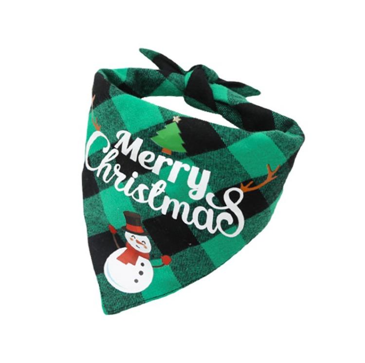 Chien Vêtements Noël Classique Plaid Pet Bandana Écharpe Bavoirs Foulard Joyeux XMAS Père Noël Bonhomme De Neige Imprimer Animaux Coton Rouge Vert Vacances Décor SN204