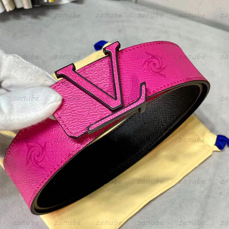 Designerbälten Luxury äkta läderblommor Midjeband Fashion Pink Steel Smooth Buckle Belt Cowskin Midmidan Width 4cm FR339B