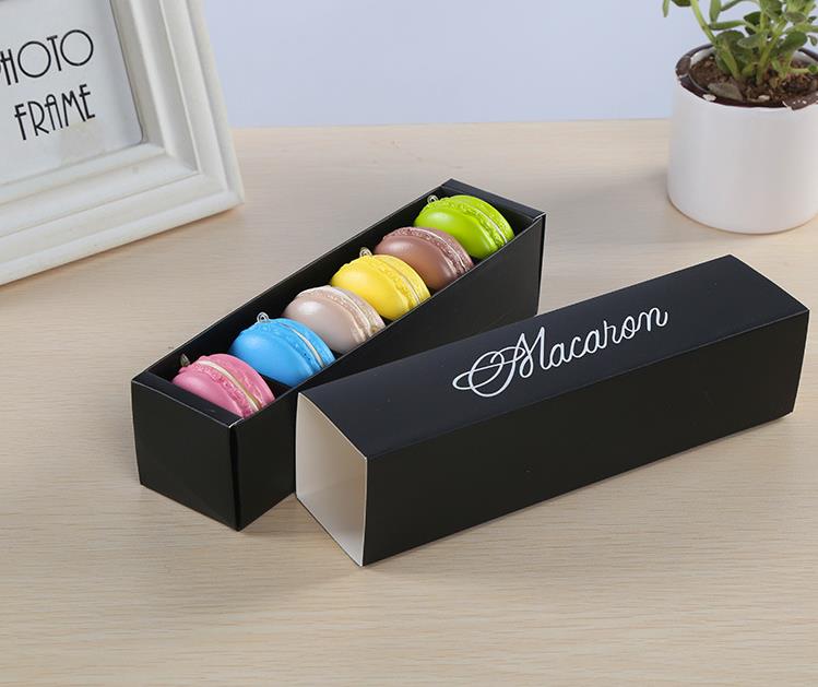 Macaron Box Cake Box Biscuit Muffin Boxes 20.3x5.3cm Noir Bleu Vert Blanc 4 Couleur SN212