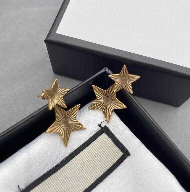 Vintage Rvs Pentagram Stud Dames Goud Kleur Oorbellen Brief Oor Oorbel Sieraden Accessoires Hoge Kwaliteit Fashio267T