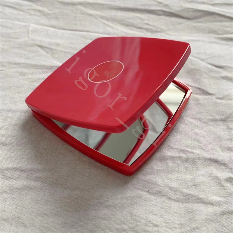 White Red Black Color Compact Mirrors Fashion acrylic Folding Velvet dust bag mirror with gift box black makeup tools Portable cla5182283