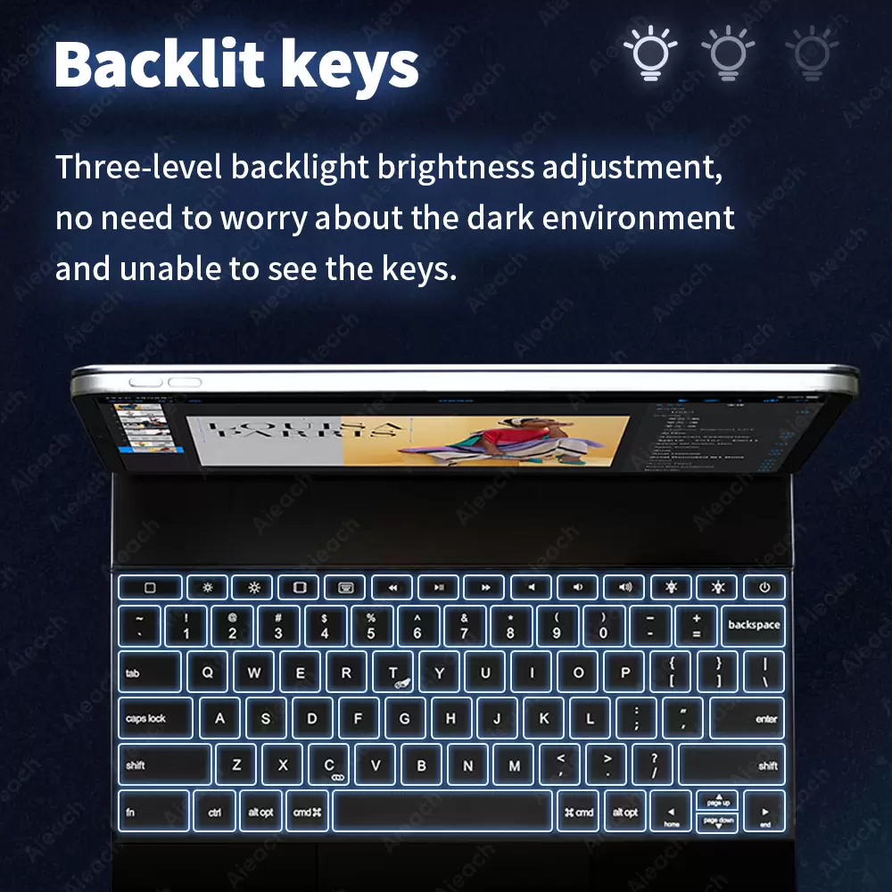 iPadプロのマジックキーボード12.9 LEDバックライトタッチパッドフリップスタンドカバー付きケース