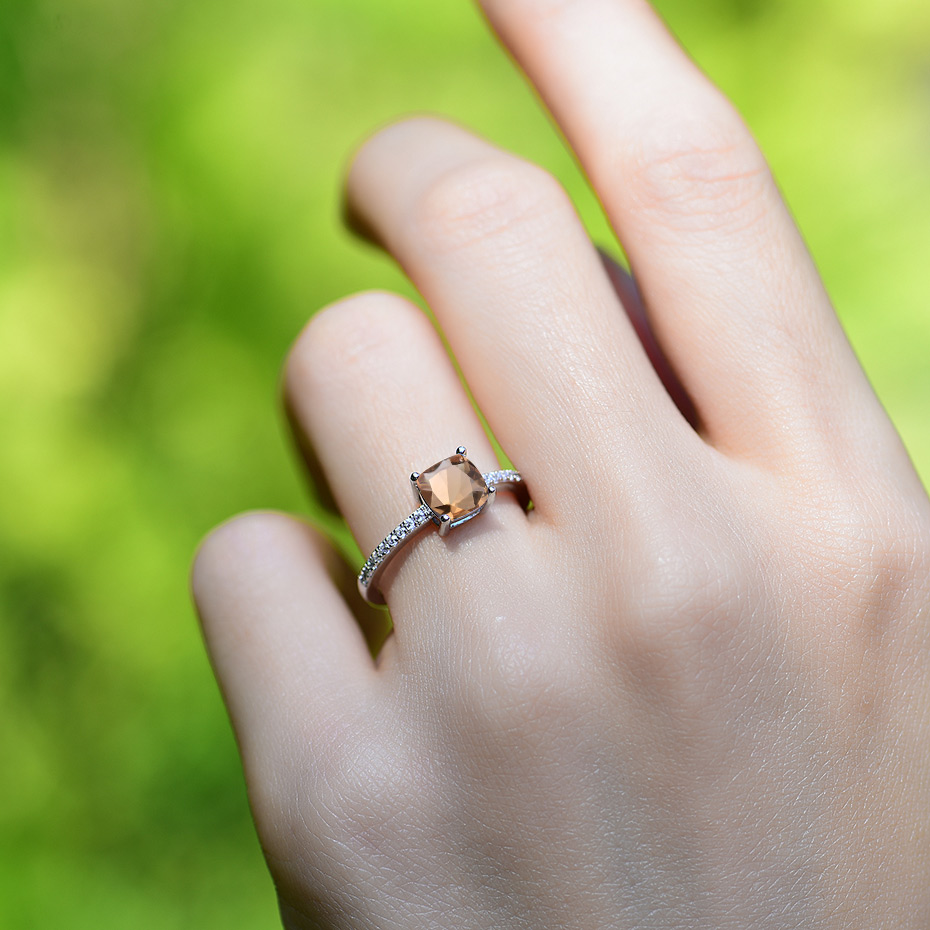 Anelli con pietre preziose del diasporo donne e ragazze, in argento sterling massiccio 925, anello di fidanzamento con topazio, smeraldo e zaffiro250W