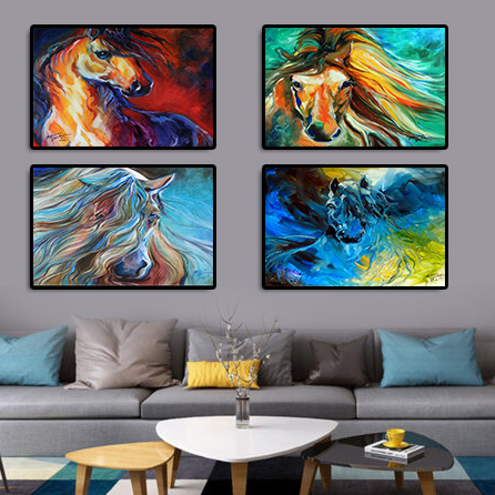 Картины холст искусство красочное лошадь крупным планом иллюстрация масляной живопись домашняя декоративная стена искусство