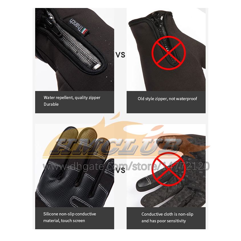 ST90 moto hommes gants d'hiver imperméable thermique polaire doublé résistant écran tactile antidérapant équitation taille M/L/XL/XXL