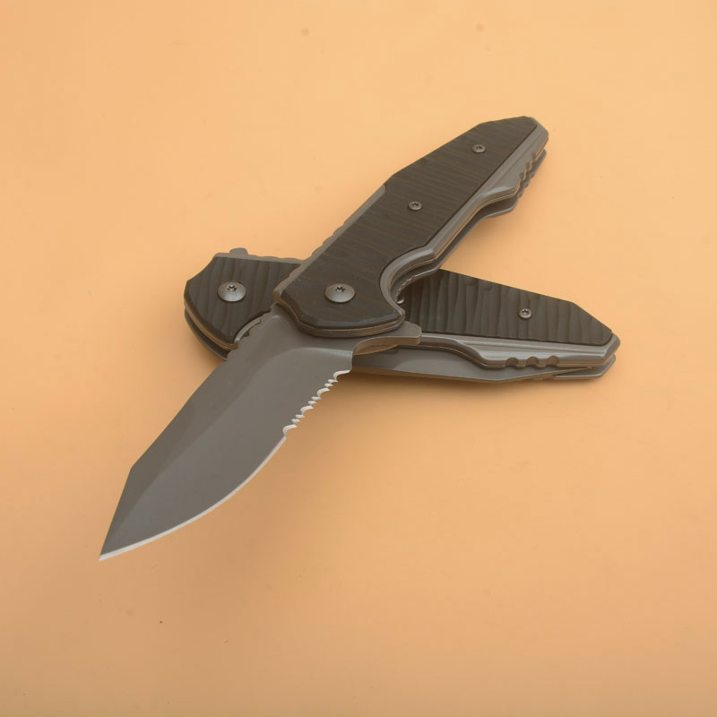 NOWY KS 1343 Wspomagany Nóż Flipper 8CR13Mov Grey Titanium Coated Half Serration Blade G10 ze stalowym uchwytem Szybkie noże z otwartymi folderami