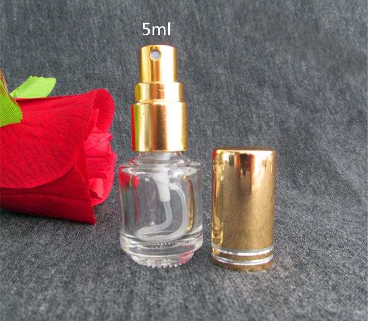 100 st 5 ml Klar kosmetisk sprayflaska Anpassad transparent fyrkantig glas parfym liten sprayflask SN224