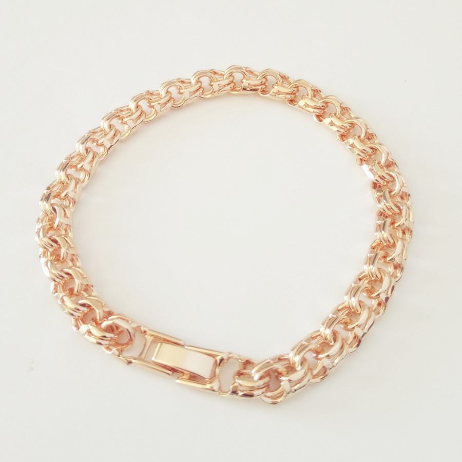 Bedelarmbanden Bismark 585 Rose Goud Kleur Sieraden Een vorm van weven Lange 7MM brede hand bovenleiding Mannen en vrouwen 221114233P