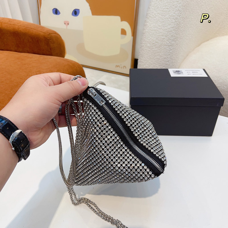 Designer Bags Luxury Handbags Tote Bag Chain Crossbody Bags Fashion Women Shoulder Messenger Purse Classic Triangle Wallet with Rhinestone