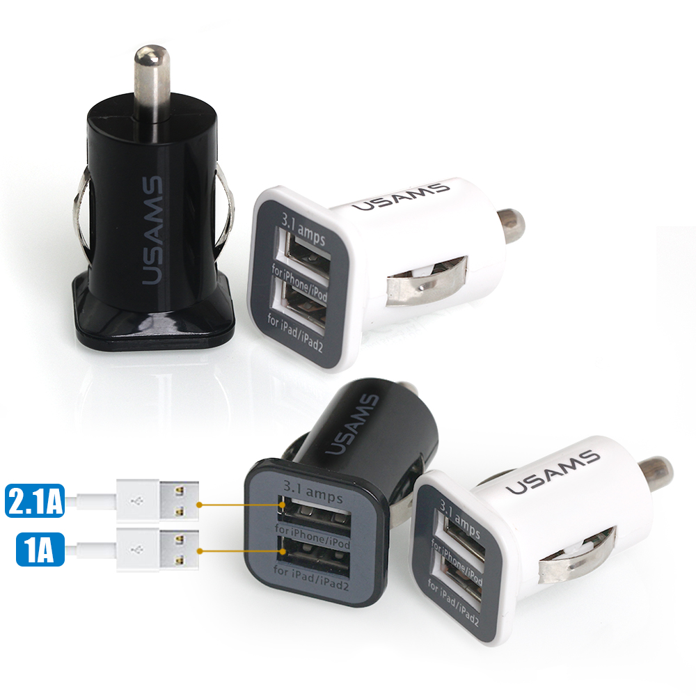 5V 3.1A Dual USB Car Charger 2Ports Power Adapter Snabbladdning för alla smarta telefoner