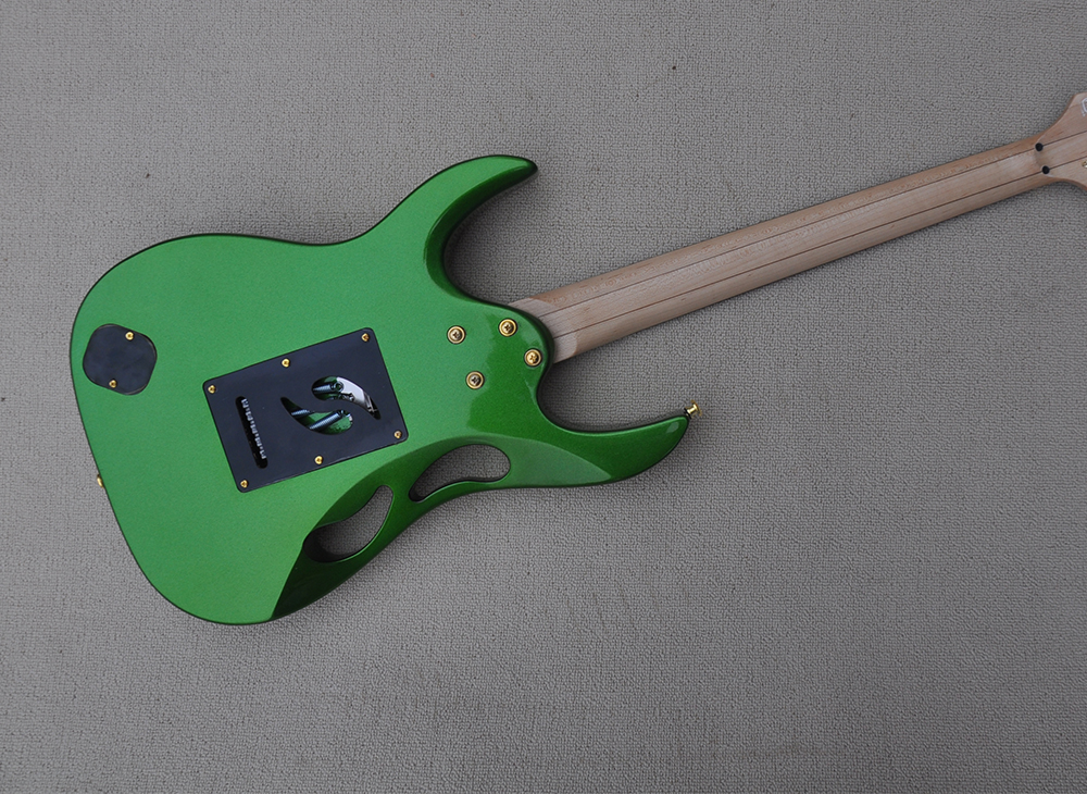 Guitare électrique vert métal avec manche en palissandre noir 24 frettes personnalisables