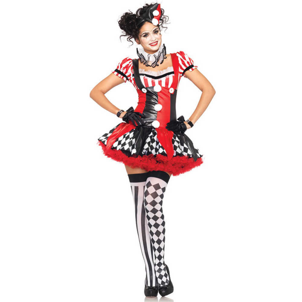 Cosplay Perruques Femmes Adultes Drôle Costume De Clown De Cirque Femme Clown Cosplay Carnaval Halloween Déguisements Performance Vêtements T221116