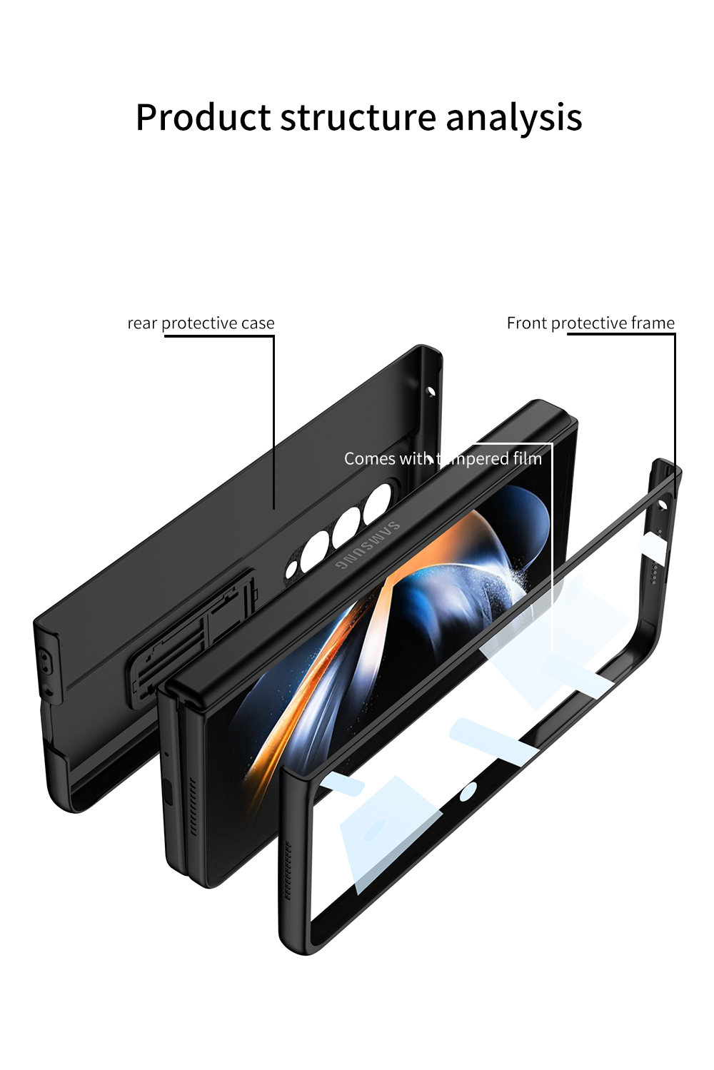 Super Running Bracket Falls för Samsung Galaxy Z Fold 4 Case Glass Screen Protector Fiber Stand Cover