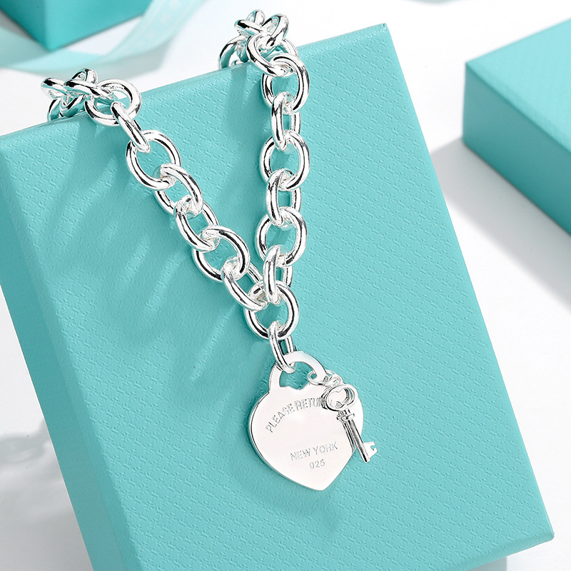 Подвеска в виде сердца TF высокого качества с подвеской-ключом, ожерелье из стерлингового серебра 925 пробы, дизайнерские роскошные бренды, классическая свадьба Valenti250s