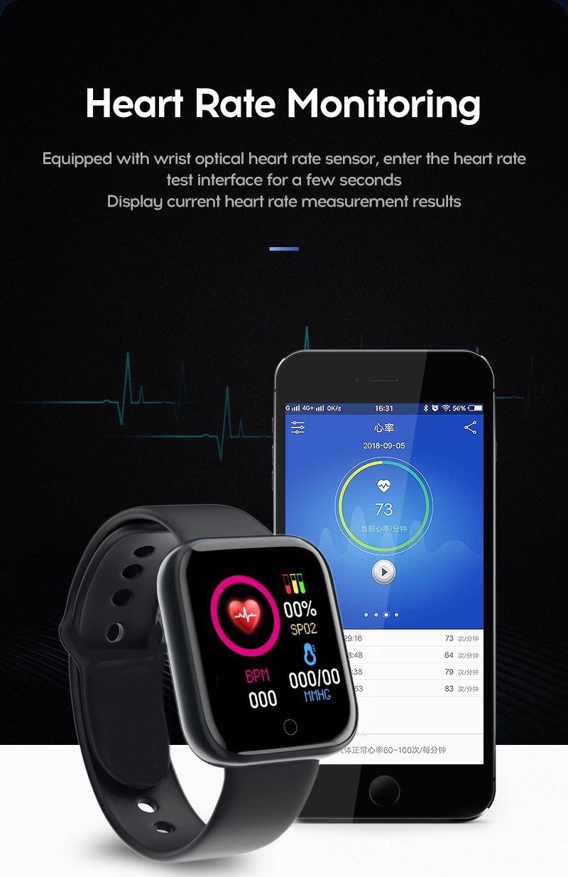 Y68 Smartwatches D20 Smartbracelet Armbänder Informationserinnerung Herzfrequenzüberwachung Blutdruck Sport Bluetooth Smartwatch