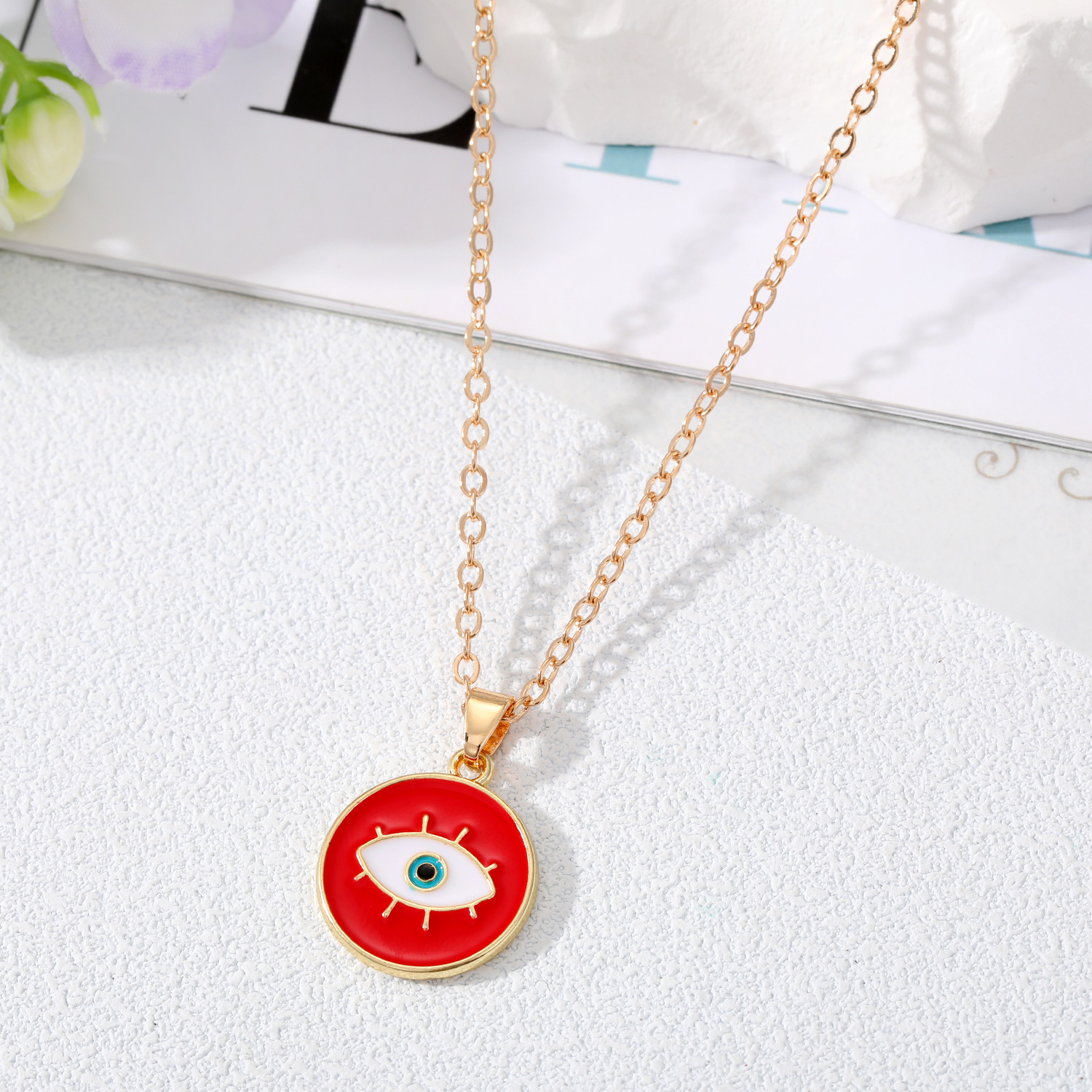 Émail Evil Eye Pendentif Collier Pour Femmes Creux Turc Chanceux Bleu Rouge Eye Choker Colliers Clavicel Chaînes Bijoux De Fête