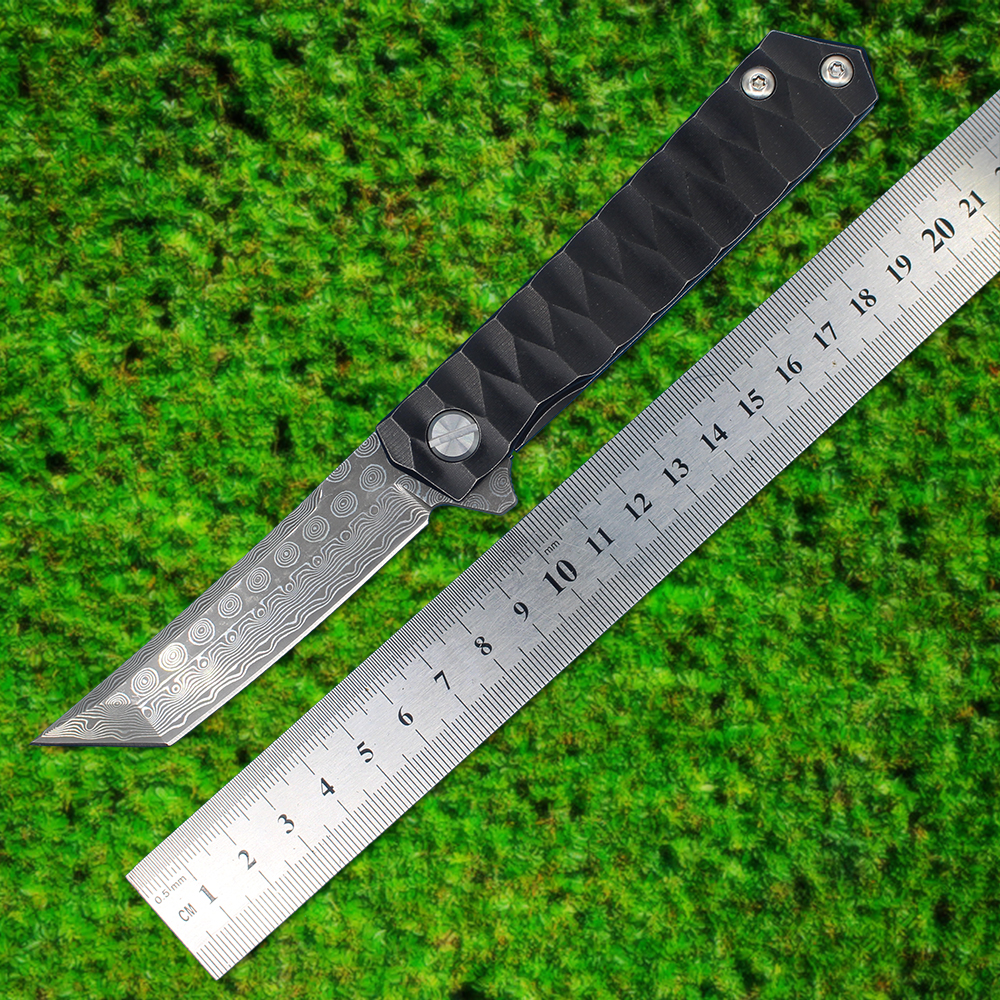 Продвижение R1125 Flipper Folding Nofge 67-слойный VG10 Damascus Steel Tanto Point Blade TC4 Titanium сплав