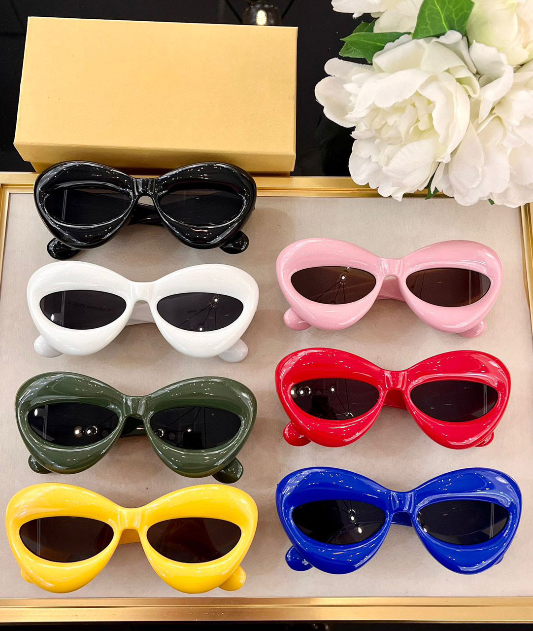 Óculos de sol feminino para mulheres homens óculos de sol masculino 40097 estilo de moda protege os olhos lente uv400 com caixa aleatória e case256x